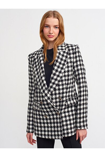 FEMİAS Dilvin Kazayağı Siyah Blazer Ceket