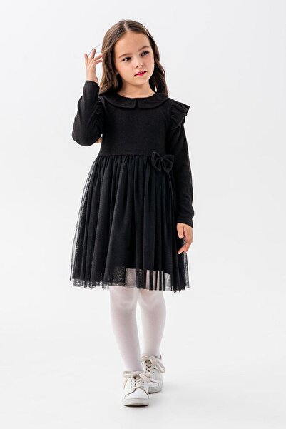 Minigimin Cicileri Miniğimin Cicileri Bebe Yaka Müslin Elbise Kız Çocuk - Siyah