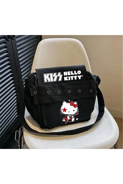 Touz Moda Τσάντα αγγελιοφόρου εκτύπωσης Kiss X Hello Kitty RocknRoll Partnership