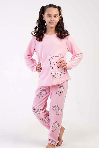 VİENETTA Costum de pijama roz fleece cu mânecă lungă pentru fetiță