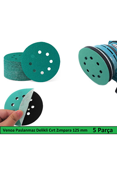 Venoa Paslanmaz Metal Ahşap Delikli Cırt Zımpara Kağıdı 125 Mm 5 Parça 800 Kum