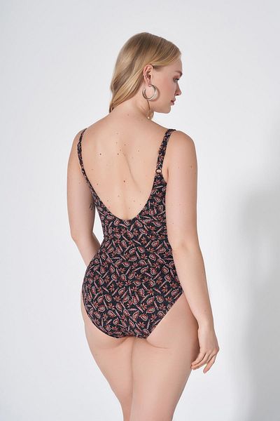 HAREM SUARE Forbach Minimizer Recovery Large Size U Collar Swimsuit Autumn Patterned