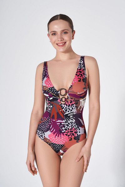 HAREM SUARE Plaisir V-Neck Swimsuit Leopard Pattern