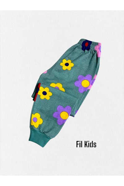 Fil Kids Girl's 100% Cotton Raster Green Floral Print Long Sleeve Pajamas Set