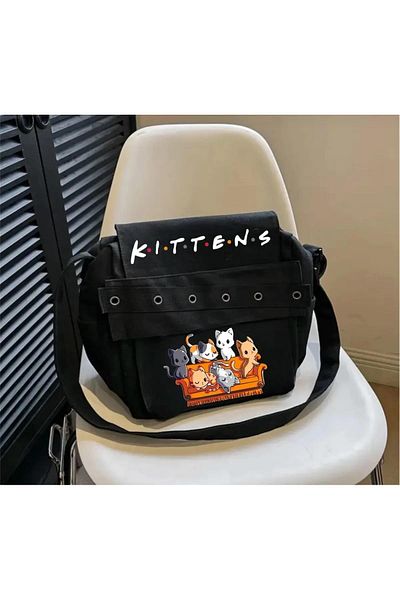Touz Moda Τσάντα Messenger με στάμπα Black Bird Eyed Kittens