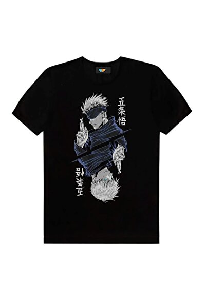 Hediyenza Tricou Jujutsu Gojo Satoru unisex negru Anime - 100% bumbac