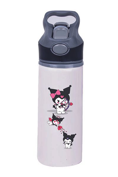 DKDZ SHOP Kuromi Printed Metal Drinker with Straw - 041