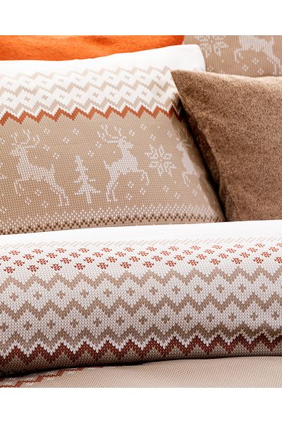 Madame Coco Ranforce Printed Manchot Double Beige Duvet Cover Set - 100% Cotton