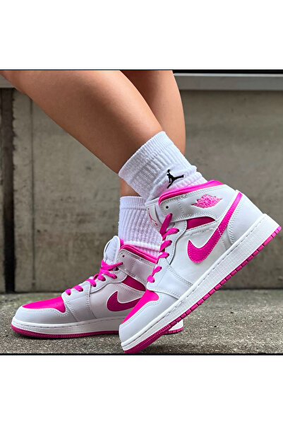 Nike Air Jordan 1 Mid Bred Toe (W) Unisex Spor Ayakkabı