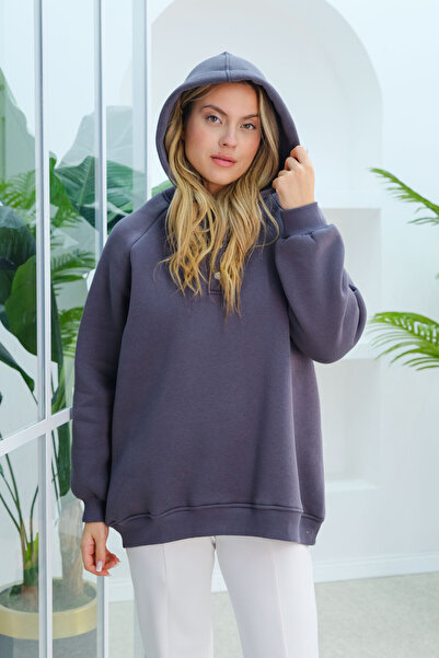 LOCCO Жіночий світшот з капюшоном і димчастим принтом