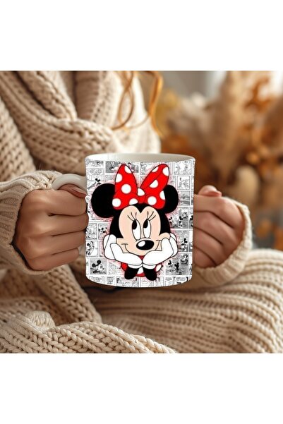 Evion Mickey Mouse Baskılı 3D Tasarım Porselen Kupa Mug - Hediyelik Kupa Bardak - Baskılı Kupa