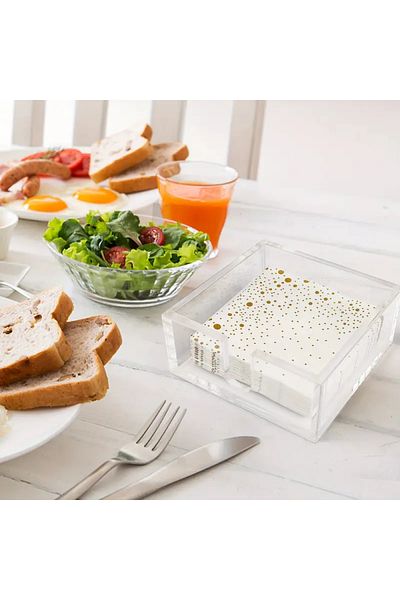 Pleksi Marketi Acrylic Cocktail Napkin Holder Crystal Clear - Clear & Decorative Design