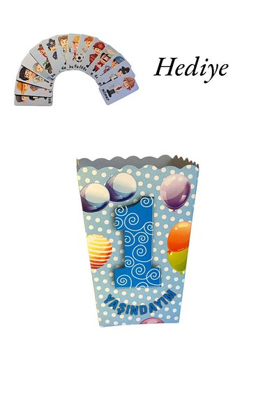 Cadde Süs 1 Year Old Blue Popcorn Box