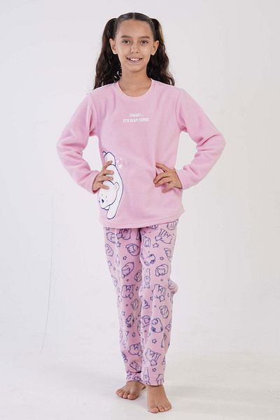 VİENETTA Costum de pijama roz fleece cu mânecă lungă pentru fetiță C2T7N1O403