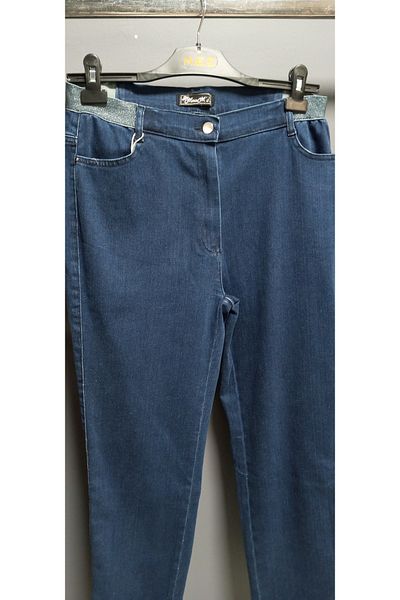 AKŞEN GİYİM DIMENSIUNE MARE ȚESĂ DENIM BOL LICRA CU TALIE LATERILE SILVERY DETALET DE ANVELOC LUNGIME gleznă LEGENDĂ PANTALONI JEAN