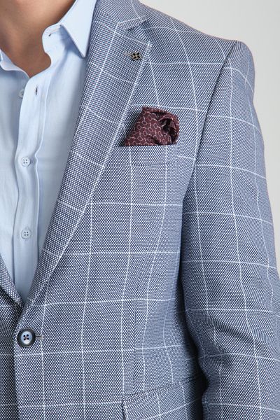 Frappoli Мъжко тъмносиньо спортно сако с моно яка Gonca Plaid