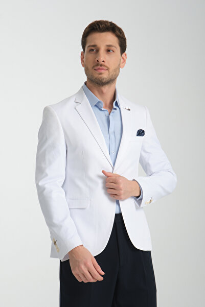 Frappoli Чоловіча біла лайкра з бавовняної еластичної спортивної куртки-піджака з поліестеру