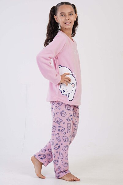 VİENETTA Kız Çocuk Uzun Kol Polar Pembe Pijama Takım C2T7N1O403