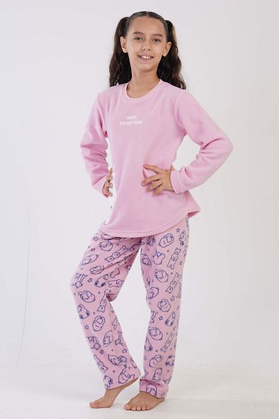 VİENETTA Costum de pijama roz fleece cu mânecă lungă pentru fetiță C2T7N1O403