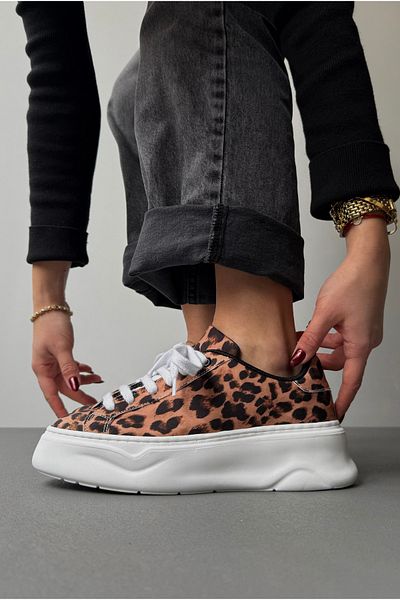 Mupa Shoes Tan Leopard Patterned Women's Sports Shoes