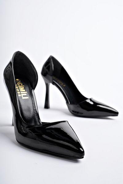 CİMİLİ SHOES Pantofi cu toc cu vârf ascuțit, din piele neagră, pentru femei