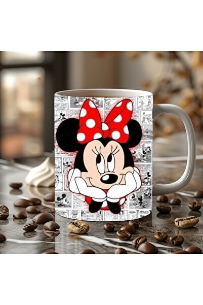 Evion Mickey Mouse Baskılı 3D Tasarım Porselen Kupa Mug - Hediyelik Kupa Bardak - Baskılı Kupa