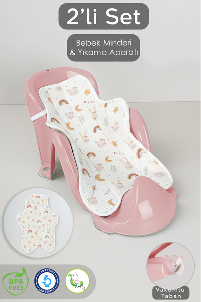 Meleni Baby 2'li Bebek Yıkama Aparatı ve Minder Seti - Vakumlu Küvet Oturağı,...