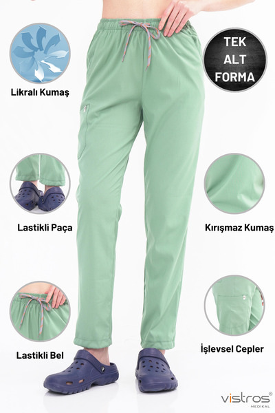 Vistros Medikal Premium Kumaş Pantolon Likralı Scrubs Hemşire Doktor Üniforma...