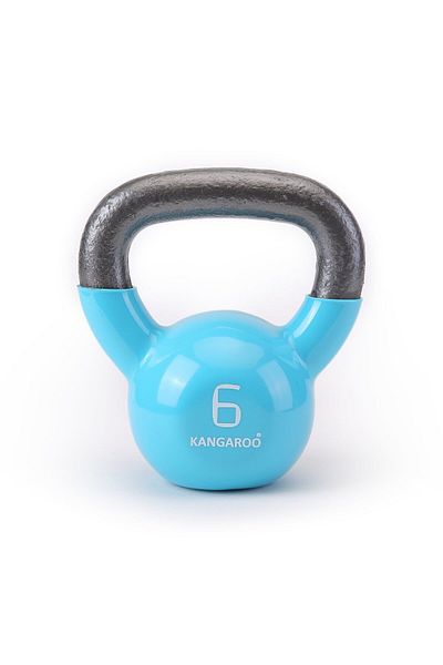 KANGAROO كيتل بيل 6 كجم كانجارو مصنوع من الحديد الزهر الأزرق ومغطى بالفينيل