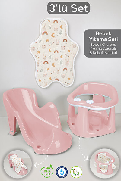 Meleni Baby 3'lü Set - Vakumlu Bebek Yıkama Aparatı, Vakumlu Destekli Banyo O...