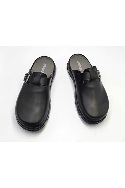 DR KLOMPA Καθημερινές άνετες ανδρικές παντόφλες MS668 Μαύρες δερμάτινες παντόφλες Sabo – Dust Leather Collection