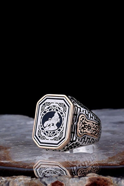 Diriliş Takı Bozkurt Göktürkçe Türk Yazılı Gümüş Yüzük