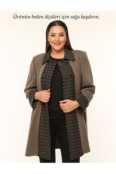 Laden Winter Knitwear Cardigan - Plus Size, Steel Knit, Long and Thick Cap