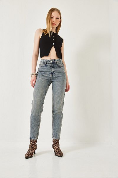Bianco Lucci Γυναικείο Snow Washed Mom Jean Παντελόνι 1003-YKM 60261308
