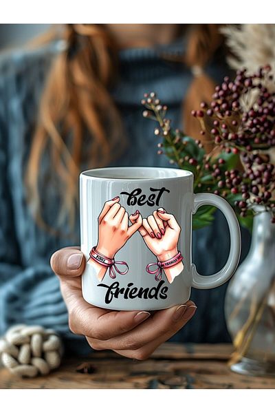 Evion Best Friend Mottolu Porcelain Mug - Gift Mug - Printed Mug