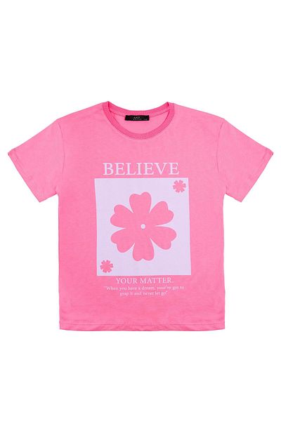 Chandraswear Pink Girl's T-shirt - Printed and Soft