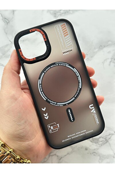 Vip Case İphone 13/14 Ve 15 Ile Uyumlu Kablosuz Şarj Destekli Kamera Çıkıntılı Arkası Buzlu Desenli Tiger