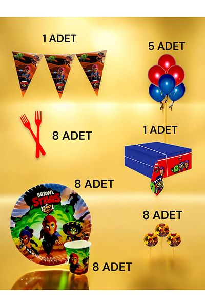 VibeHome 8-Person Brawlstars Themed L Pack - Birthday Party and Fun Events