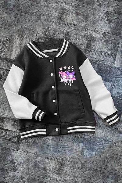 SELF CONTROL Детски принтиран розов плат за колеж и зимно училище Kuromi Melody