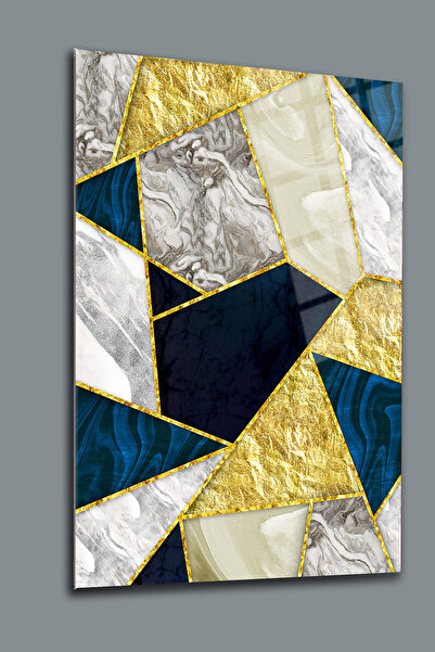 glassartdesign Model de marmură cu foi de aur Pictură pe sticlă irezistibilă ...