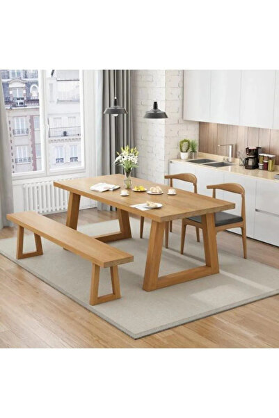 ENJOY LİFE EnjoyLife Doğal Ahşap Lykia Masa ve Bench Takımı