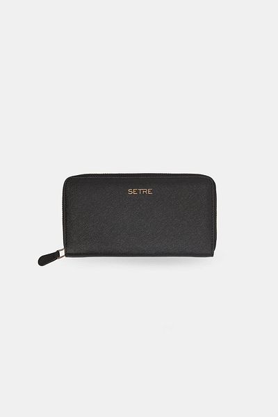 Setre Zippered Black Patterned Portfolio Bag