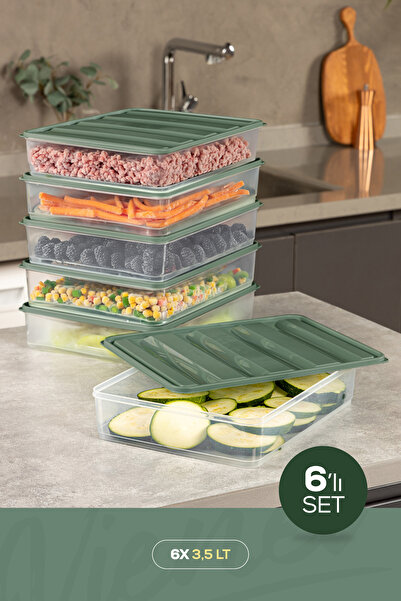 Vienev 6'lı 3,5 Litre Buzdolabı Dondurucu Organizer Mikrodalga Ve Difrize Uyg...