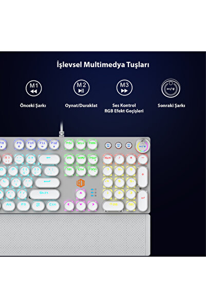 Lecoo KG1102 USB Kablolu Red Switch Makro Tuşlu RGB Aydınlatmalı Mekanik Gaming Türkçe Q Metalik Klavye