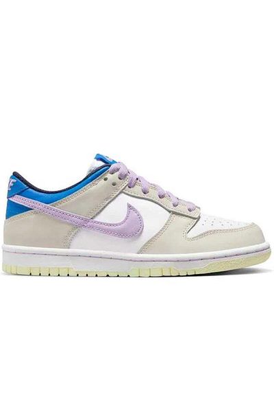 Nike Dunk Low Gs Leather Unisex Sneaker Genuine Leather White Purple Casual Sports Shoes