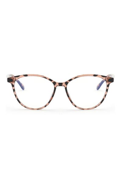 Angel Eyes Minimalist Design Thin Rimmed Leopard Blue Light Protection Round Glasses
