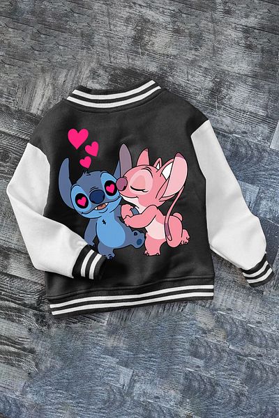 SELF CONTROL Ružová školská zimná školská tkanina s potlačou Lilo and Stitch Girl