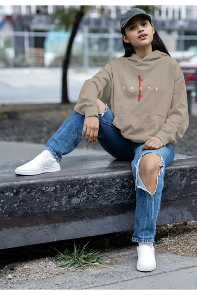 Tshirto Φούτερ με κουκούλα SKATE με 3 κλωστές με κουκούλα μαύρο/μπεζ/ναυτικό