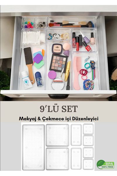 Flash Bazaar 9-piece Transparent Organizer - In-cabinet Organizer for Cosmetics Jewelry and Makeup Effect