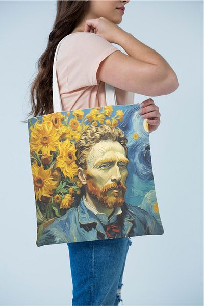 Saiza Vincent Van Gogh Painter Face Board Printed Cloth Bag